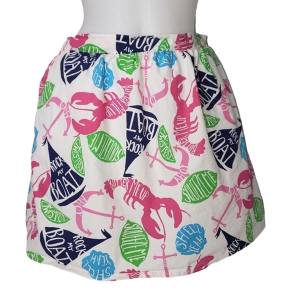 Lilly Pulitzer Dresses & Skirts - LILLY PULITZER WHITE ROCK MY BOAT SKIRT SIZE MEDIUM